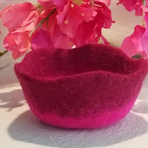 Felted Wool Flower Bowl Storage Catchall Jewelry DishContainer