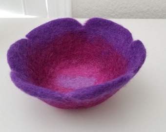 Felted Wool Flower Bowl Storage Catchall Container - CLEARANCE