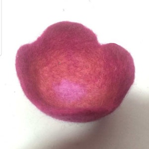 Felted Wool Flower Bowl Catchall Container Jewelry Dish - CLEARANCE