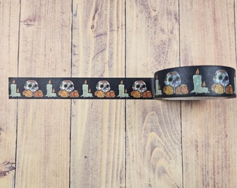 Sugar Skull & Marigold Washi Tape | Dia de los Muertos, Day of the Dead | Cute Fall Stationary | Halloween | Journal | School