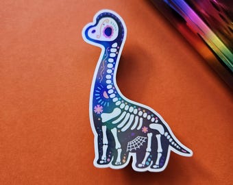 Apatosaurus Sugar Skull Dinosaur Sticker | Day of the dead | Dia de los muertos | Halloween | Dinos | Jurassic | Spooky | Fall Birthday