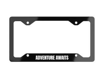 Porta-placa "Aventura à Sua Espera" - Acessório Automotivo Personalizável para Viagens