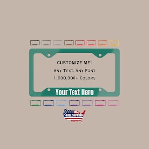 Teal Green License Plate Frame Personalizable Custom Text Multi-Color Car Accessories image 1