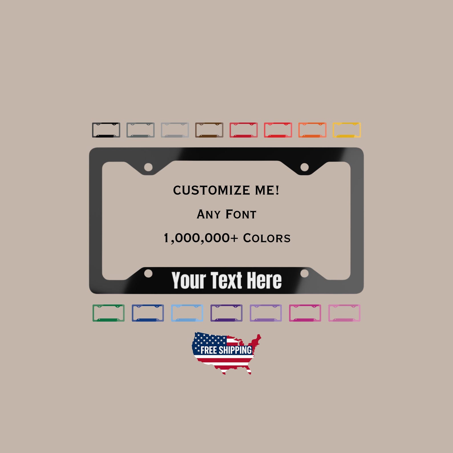 Custom Metal License Plate Frames Personalizable Custom Text Multi ...