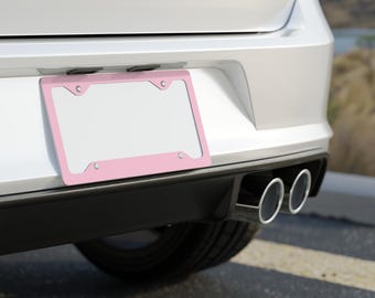 Fairy Tale Pink Glossy Aluminum License Plate Frame – Minimal Car Accessory