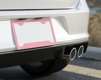 Light Blush Pink Glossy Aluminum License Plate Frame – Car Accessory Gift