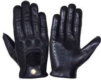 Black Fashion leather gloves,Leather Driving gloves, Mens knuckle gloves, chauffeur gloves, Geniune Leather gloves, Fashion leather gloves