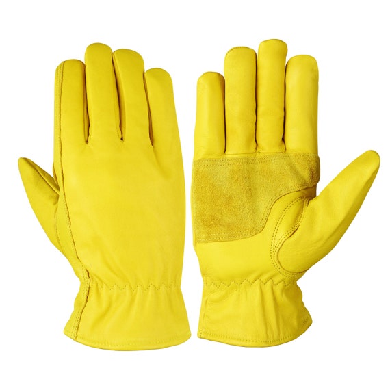Fleece lining Cowhide leather gloves,Yellow leather work gloves,winter gloves, Truck driver gloves, Geniune Leather gloves