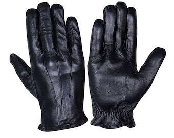 WASPRO - Black leather gloves, Leather Driving gloves, chauffeur gloves, Lambskin Leather gloves, Fashion leather gloves