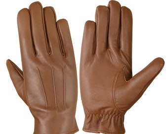 WASPRO - Brown leather gloves, Leather Driving gloves, Genuine Leather gloves, Fashion leather gloves