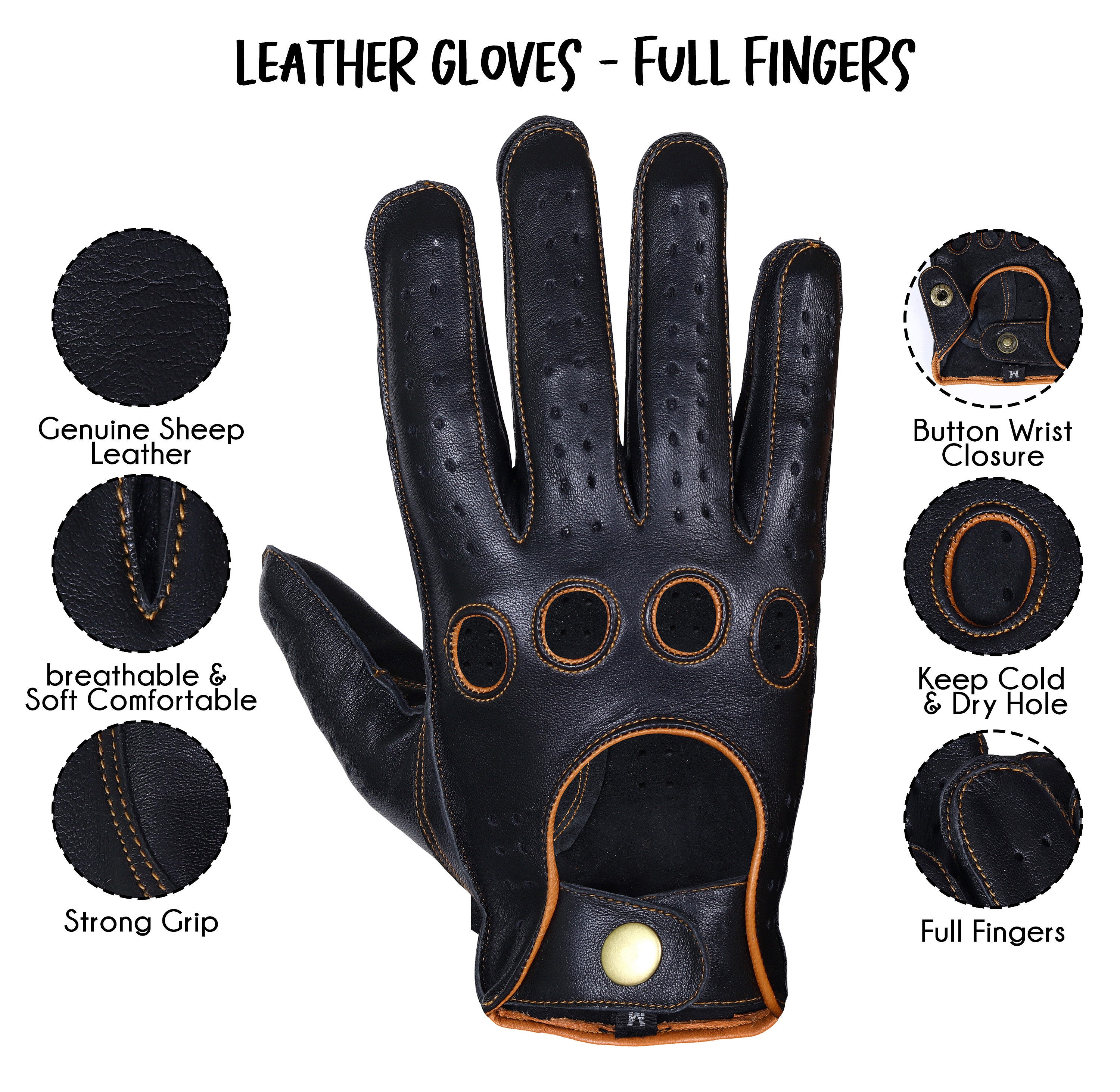 Black Mix Leather Gloves,tan Leather Driving Gloves, Mens