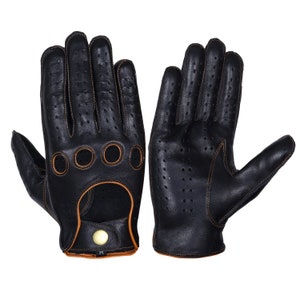Black  mix leather gloves,Tan Leather Driving gloves, Mens knuckle gloves, chauffeur gloves, Geniune Leather gloves, Fashion leather gloves