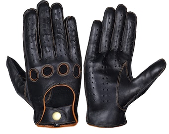 Black  mix leather gloves,Tan Leather Driving gloves, Mens knuckle gloves, chauffeur gloves, Geniune Leather gloves, Fashion leather gloves