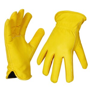 Fleece lining Buffalo leather gloves,Yellow leather work gloves,winter gloves, Truck driver gloves, Geniune Leather gloves image 2