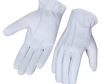 WASPRO - Gants en cuir blanc, gants en cuir pour hommes, gants de chauffeur, gants en cuir d'agneau véritable, gants en cuir tendance