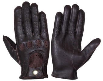 Dark Chocolate leather gloves,Leather Driving gloves, Mens knuckle gloves, chauffeur gloves, Geniune Leather gloves, Fashion leather gloves