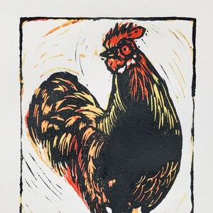 Rooster - Original artwork linocut print