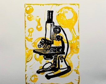 Science Olympiad - Original artwork linocut print