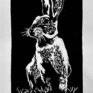 Bunny - Original artwork linocut print