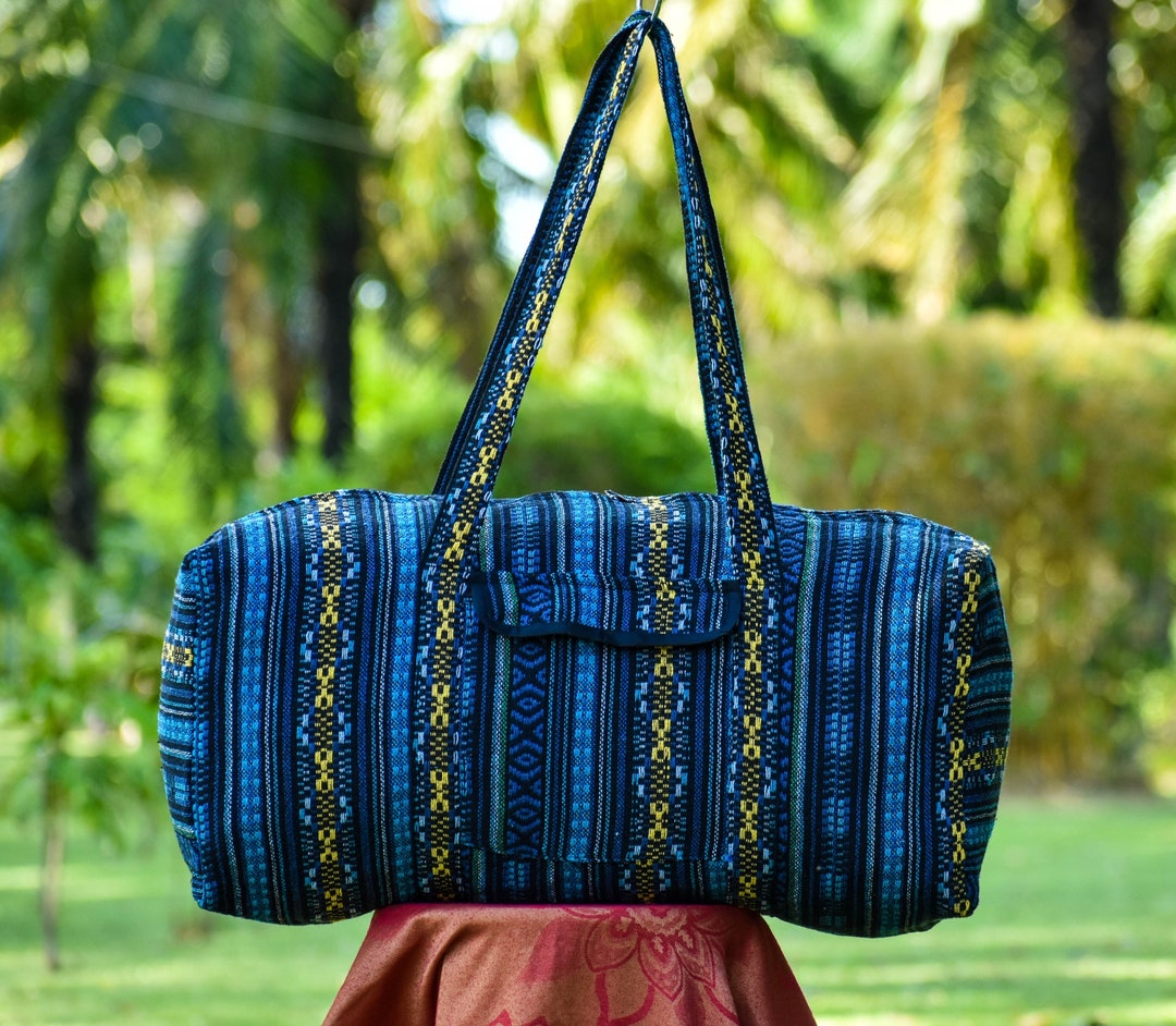 Duffel Bag Blue Duffle Bag Cotton Hippie Bag Boho Duffle Etsy