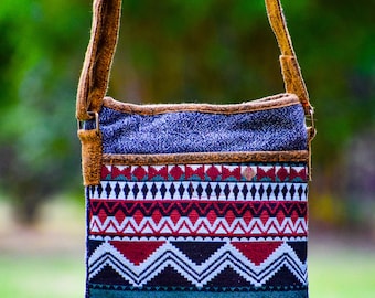 Shoulder Bag, Boho Crossbody Bag, Cotton shoulder Bag, Women Hippie Bag, Hobo Bag, Vegan Bag, Stone-washed cotton.