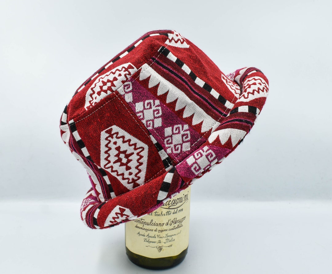 Roll Brim Hat With Aztec Patterns, Bucket Hat, Multi-colored, Thai Hill ...