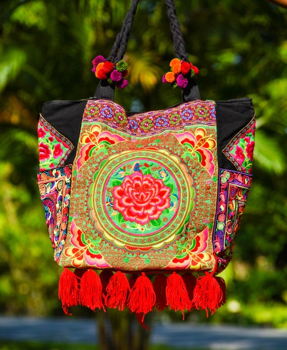 Ethnic Hmong Boho Indian Embroidered Small Shoulder Bag