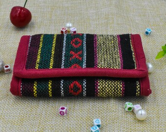 Tri fold wallet Travel id card holder  - Mens Hippie Wallet,Cotton Vegan Wallet,Daily Travel wallet,Minimalist wallet mens,Stocking stuffer