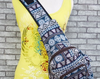 Aztec Sling Bag, Small Backpack, Hippie Bag, School Backpack, Thai bag from hill tribe, Hippie gifts, Small Rucksack, Hippie Backpack, Boho