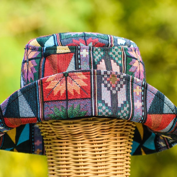 Colorful Sun Hat,  Tribal Bucket Hat, Floppy hat, Jungle Hat, Thai Hill Tribe Fabric , Festival hat, Skateboard Hat, Beach Hat, Boho Hat