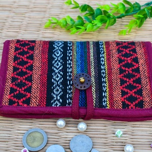 Cartera de tela floral bordado purpura Billetera hippie Billetera floral Monedero de flores Billetera Boho billetera de algodon Etsy Mexico