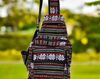 Boho Sling Backpack, Ethnic Rucksack, Backpack Purse, Aztec Backpack, School Backpack, Festival Bag, Hippie Backpack, Shoulder Sling Bag