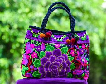 Embroidered Purse, Hmong Handbag, Ethnic Boho Purse, Thai Handbag, Embroidered Purse, Tapestry Bag, Colorful Handbag, Cotton Bag, Girl Gift