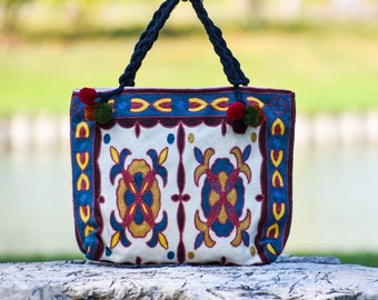 Embroidered Purse, Cotton Bag, Hmong Handbag, Ethnic Boho Purse, Thai Handbag, Colorful Bag, Tapestry Bag, Small Handbag, Cotton