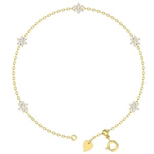 Diamond Bracelet/ Diamond Solitaire Bracelet/Dainty 14k Solid Gold Diamond Bracelet/ Diamonds by the Yard Solitaire/Dangle Diamond Bracelet