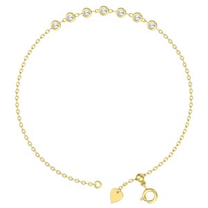 Diamond Bracelet/ Diamond Solitaire Bracelet/Dainty 14k Solid Gold Diamond Bracelet/ Diamonds by the Yard Solitaire/Dangle Diamond Bracelet