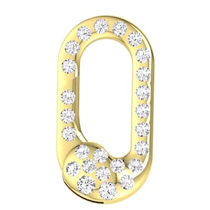 Diamond Oval Charm Enhancer, Diamond Clasp, Diamond Charm Holder, Diamond Paperclip Charm, 14k Solid Yellow Gold Necklace Charm