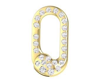 May include: A gold charm with a diamond-encrusted oval shape. The charm has a small cluster of diamonds at the bottom.