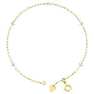 Diamond Bracelet/ Diamond Solitaire Bracelet/Dainty 14k Solid Gold Diamond Bracelet/ Diamonds by the Yard Solitaire/Dangle Diamond Bracelet