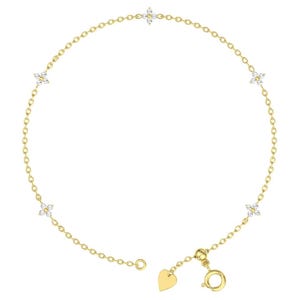 Diamond Bracelet/ Diamond Solitaire Bracelet/Dainty 14k Solid Gold Diamond Bracelet/ Diamonds by the Yard Solitaire/Dangle Diamond Bracelet