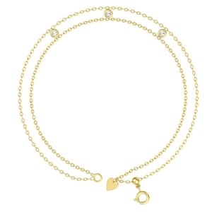 Diamond Bracelet/ Diamond Solitaire Bracelet/Dainty 14k Solid Gold Diamond Bracelet/ Diamonds by the Yard Solitaire/Dangle Diamond Bracelet