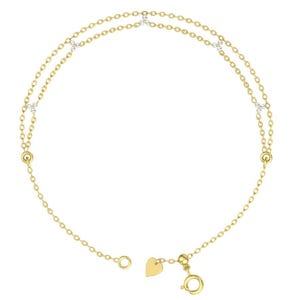 Diamond Bracelet/ Diamond Solitaire Bracelet/Dainty 14k Solid Gold Diamond Bracelet/ Diamonds by the Yard Solitaire/Dangle Diamond Bracelet