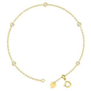 Diamond Bracelet/ Diamond Solitaire Bracelet/Dainty 14k Solid Gold Diamond Bracelet/ Diamonds by the Yard Solitaire/Dangle Diamond Bracelet