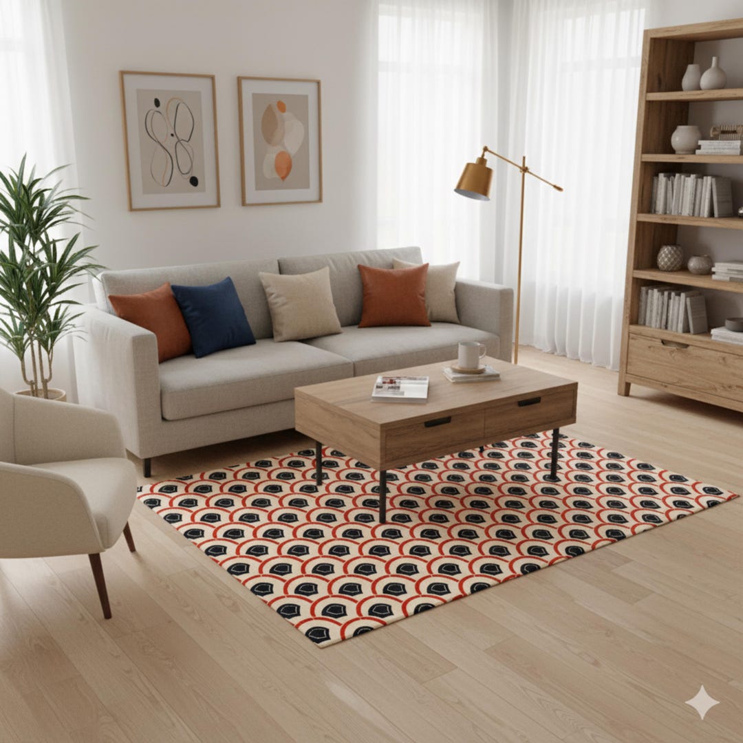 Japanese Repeating Pattern Rug Japanese Wave Area Rug, Modern Seigaiha Pattern Mat - Home Decor ...