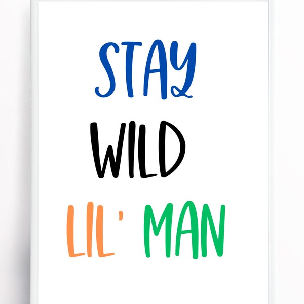 Stay wild sign, printable sign, nursery sign, instant download, lil man sign, boys sign, printable wall decor, nursery, boy sign, stay wild