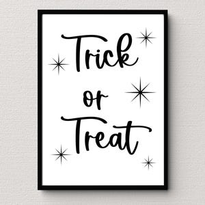 Trick or Treat Sign Printable Digital Print / Halloween Home Decor Print / Autumn wall art print / Halloween Party Instant Download
