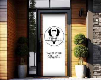 Damat giriş kapısı süsleme brandası - Lona para puerta de entrada casada - Brauttür dekoration Türdeko Bräutigams