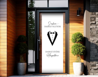 Damat giriş kapısı süsleme brandası - Lona para puerta de entrada casada - Brauttür dekoration Türdeko Bräutigams