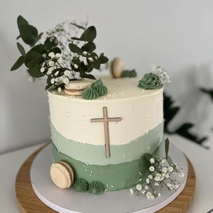 Christian Cross Cake Decoration, Baby Baptism Cake, Cake Topper, Wooden Cross, Christening, Communion