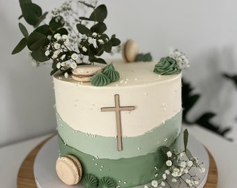 Christian Cross Cake Decoration, Baby Baptism Cake, Cake Topper, Wooden Cross, Christening, Communion